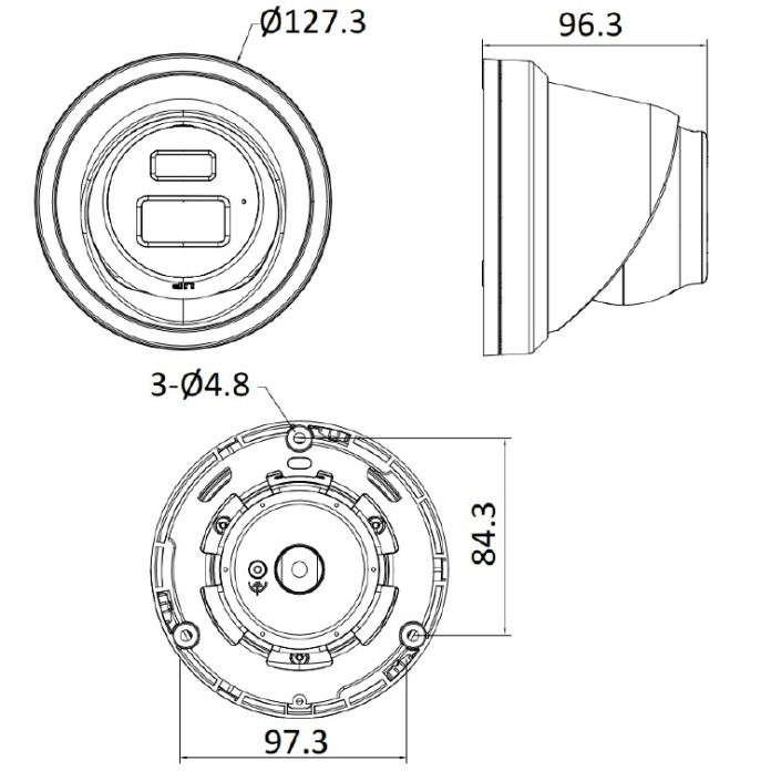 Rysunek techniczny kamery Hikvision AcuSense 6Mpx